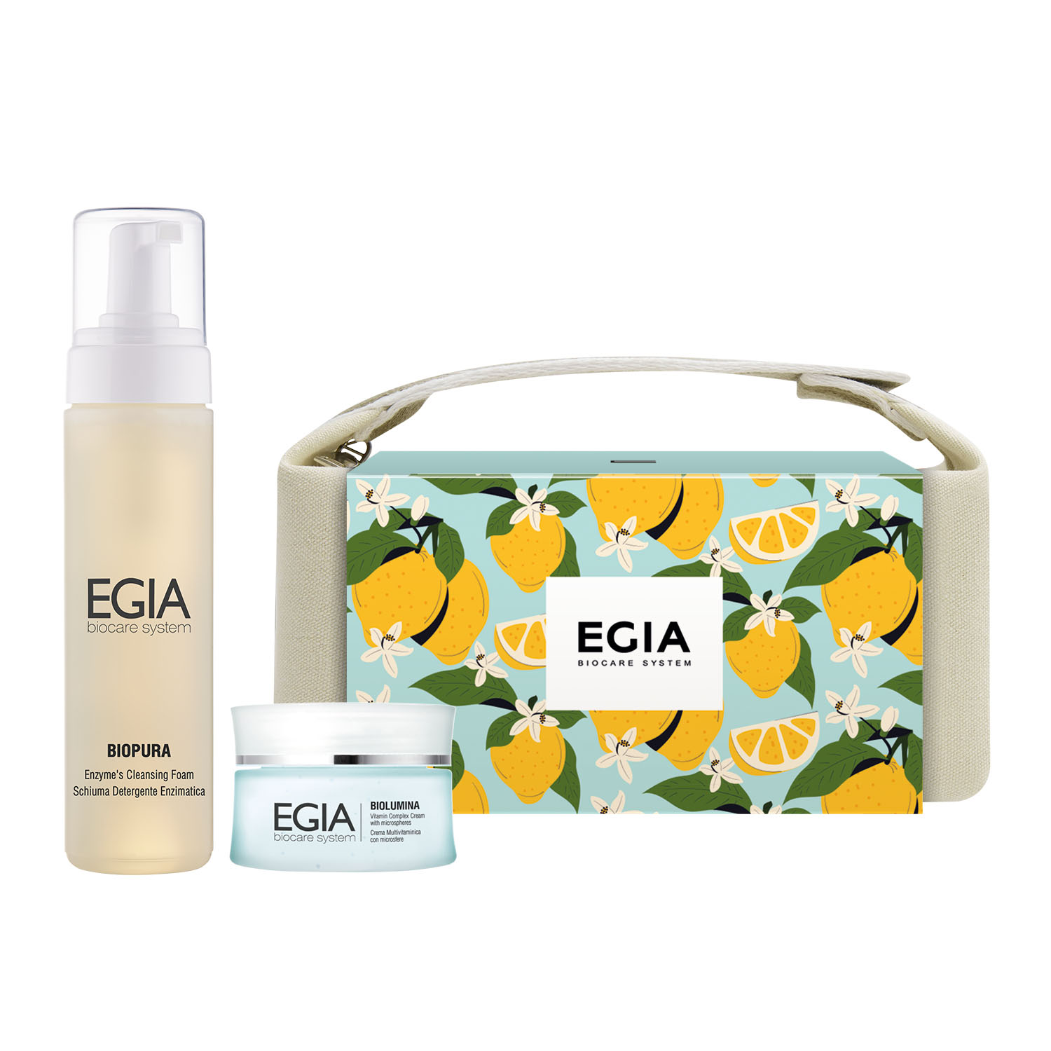EGIA Набор Fresh glow Пенка для умывания с энзимами 200мл Крем с антиоксидантным комплексом в микросферах 50мл косметичка
EGIA Набор Fresh glow Пенка для умывания с энзимами 200мл Крем с антиоксидантным комплексом в микросферах 50мл косметичка