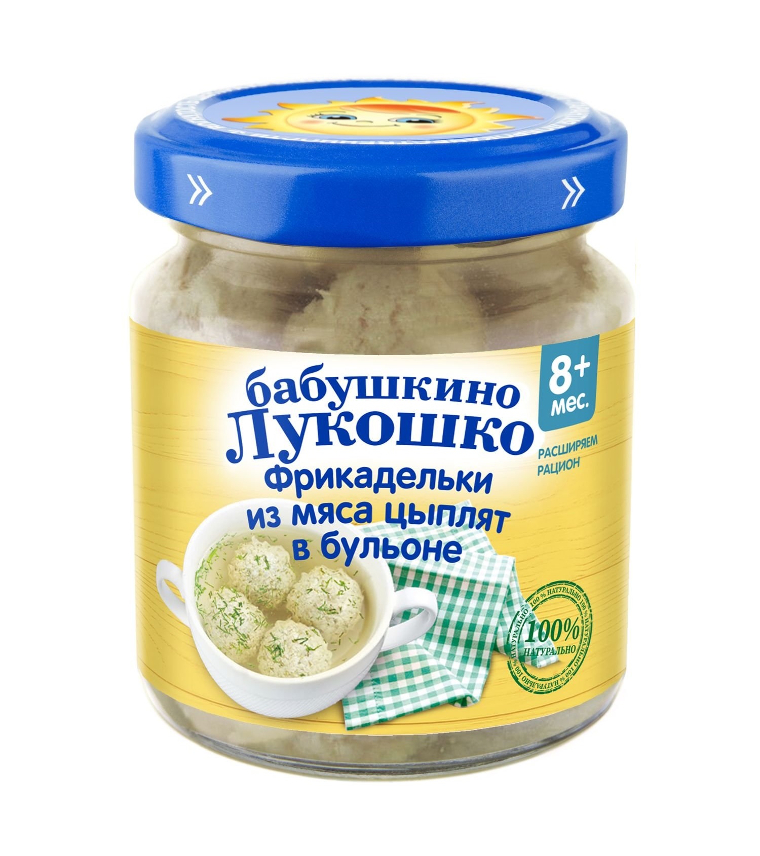 

Бабушкино Лукошко пюре Фрикадельки из мяса цыплят в бульоне 100г
