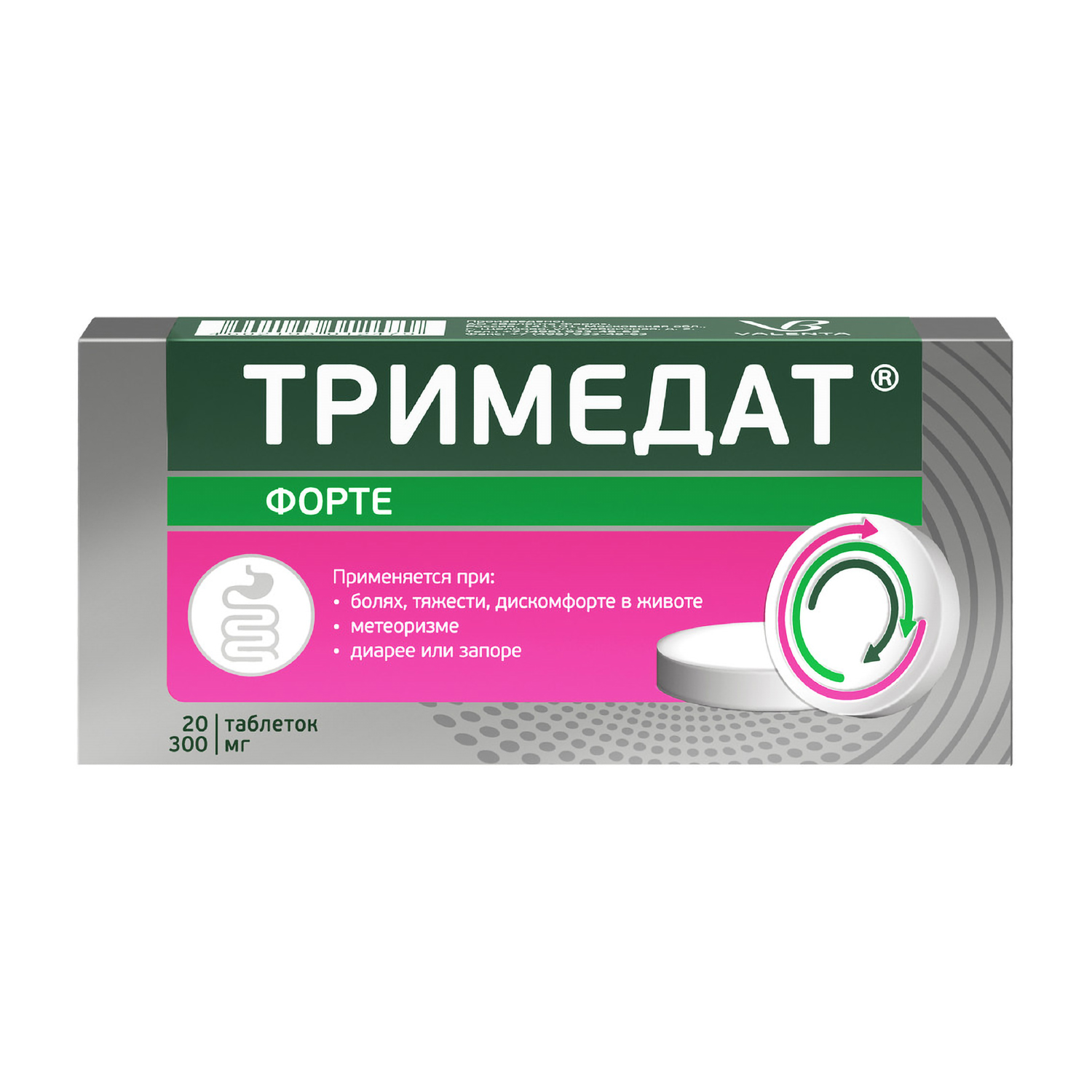

Тримедат форте таблетки покрытые пленочной оболочкойс пролонг.высв. 300мг №20