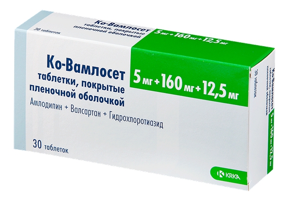 

Ко-Вамлосет таб.п/о плен. 5мг+160мг+12,5мг №30