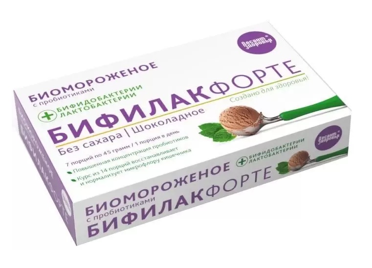 Десант здоровья биомороженое Бифилак Форте кисломолочное на фруктозе шоколадное б/сах 315г