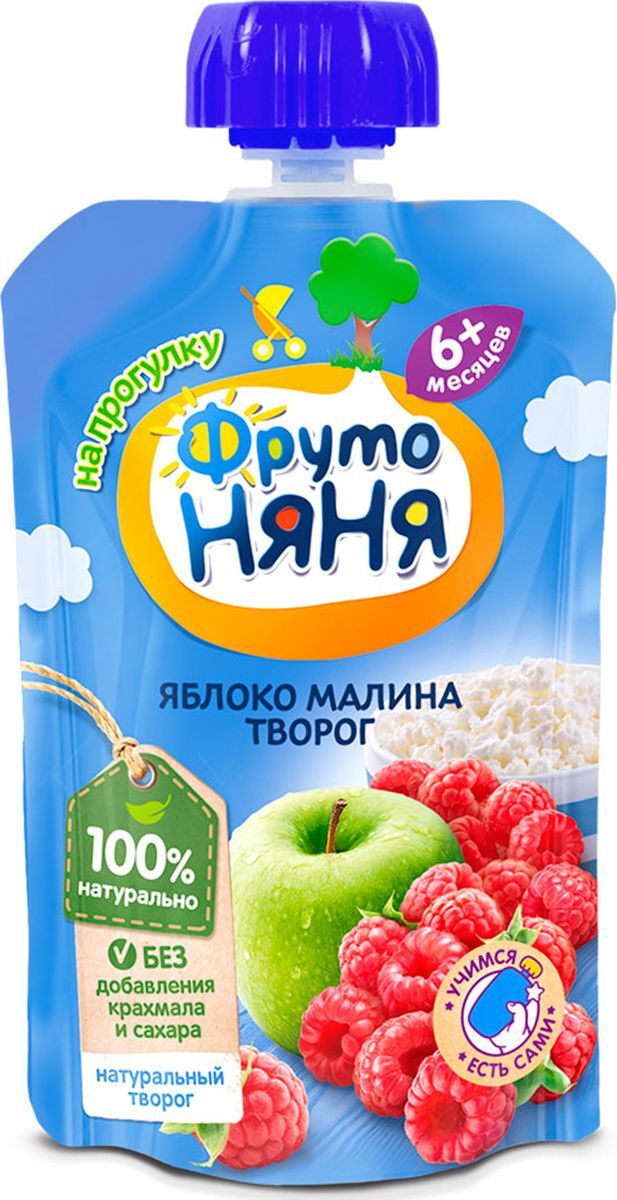 

ФрутоНяня пюре яблоко/малина/творог 90г