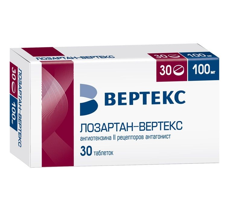 

Лозартан-Вертекс таб.п/о плен. 100мг №30