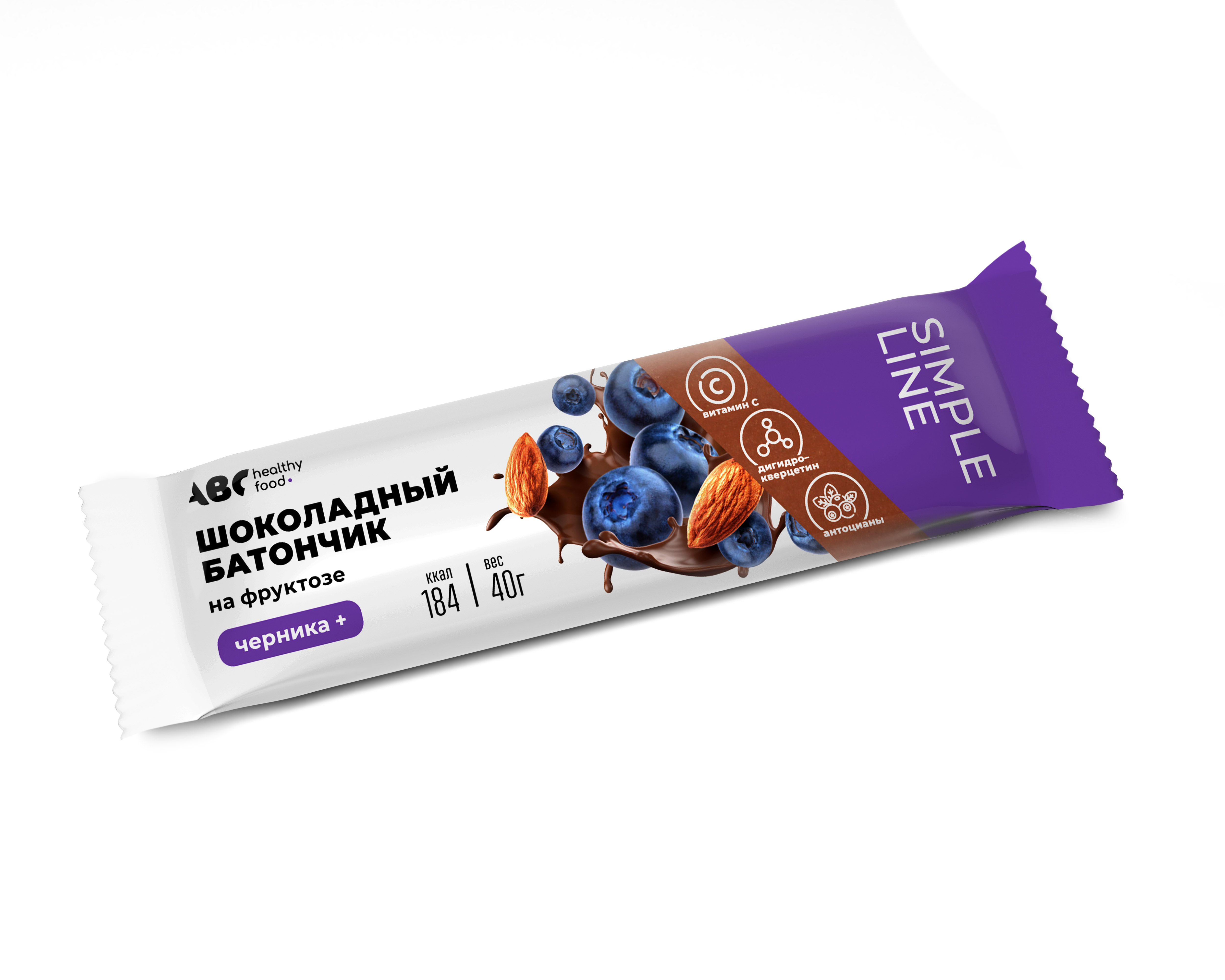 АВС хэлси фуд батончик Витаген-Черника+шоколадная глазурь на фруктозе БАД 40г