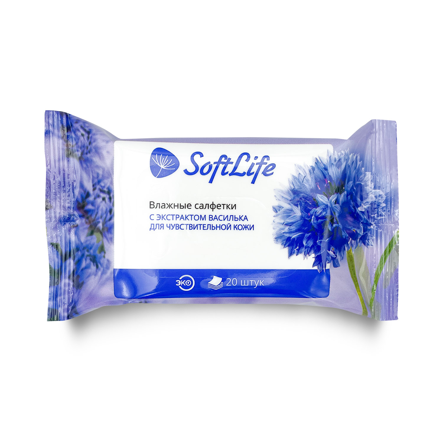 

СофтЛайф салфетки влажные с экстрактом василька №20
