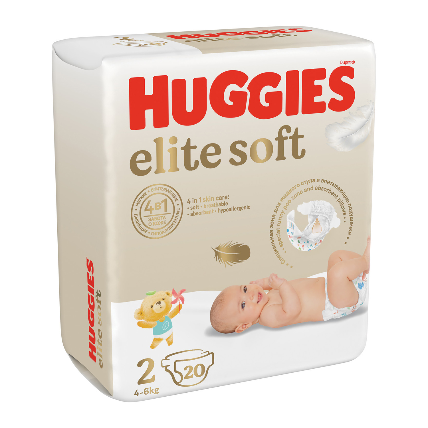 

Хаггис Элит Софт 2 подгузники 4-6кг № 20