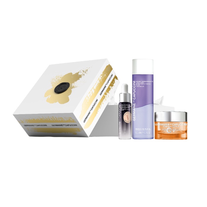 

Germaine De Capuccini Набор Series Golden HoursTE SRNS Регенерирующая сыв.-бустер 15мл Options Жидкость для демакияжа бифаза 125мл TE Radiance C Крем антиоксидант.50мл