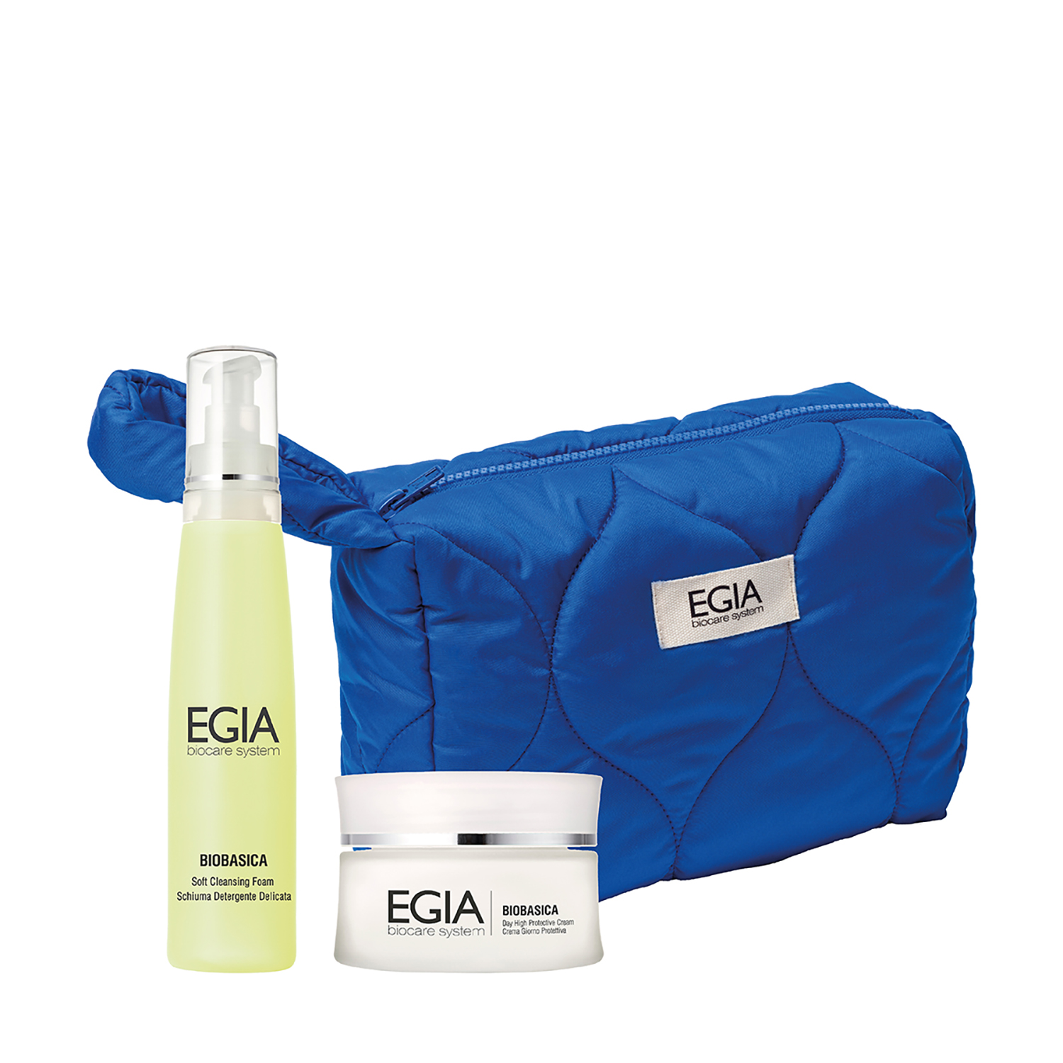 

EGIA подарочный набор ELECTRIC GLOW Мусс нежный очищающий 200мл Крем нежный питательный 50мл Косметичка синяя