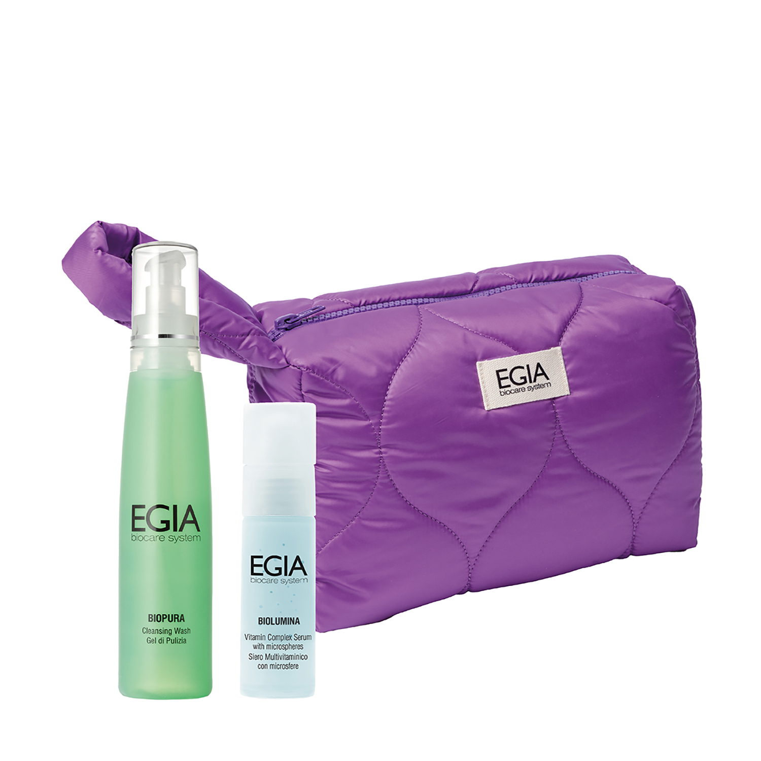 

EGIA Подарочный набор LILAC JOY Гель очищ. 200мл Сыворотка с антиоксид. комплексом в микросферах 30мл Косметичка фиолетовая