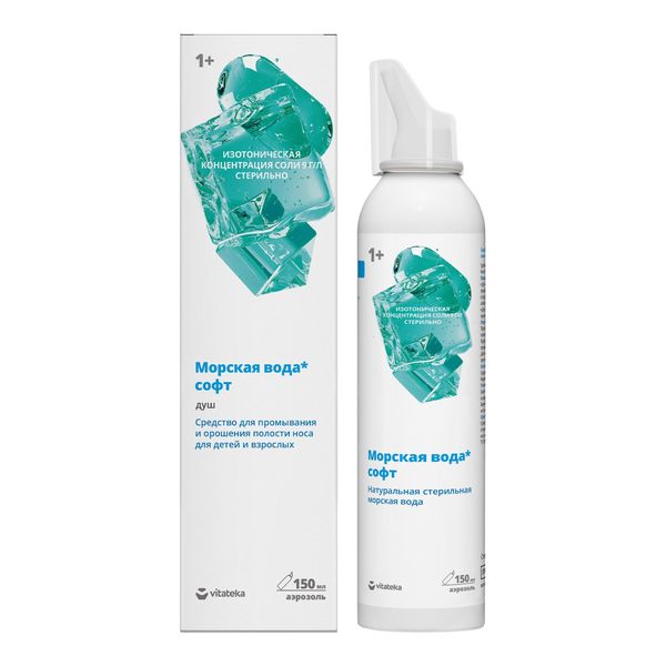 

Витатека Линаква софт морская вода средство для промывания и орошения полости носа для детей с 1 года и взрослых аэрозоль 150мл