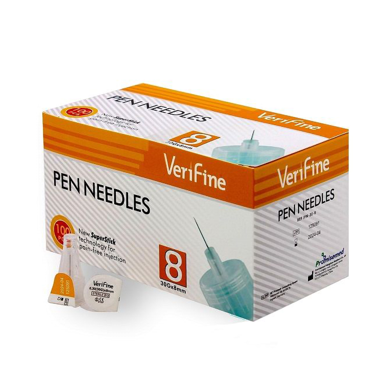 

Иглы Верифайн для инсулиновых шприц-ручек 0,30х8мм 30G № 100