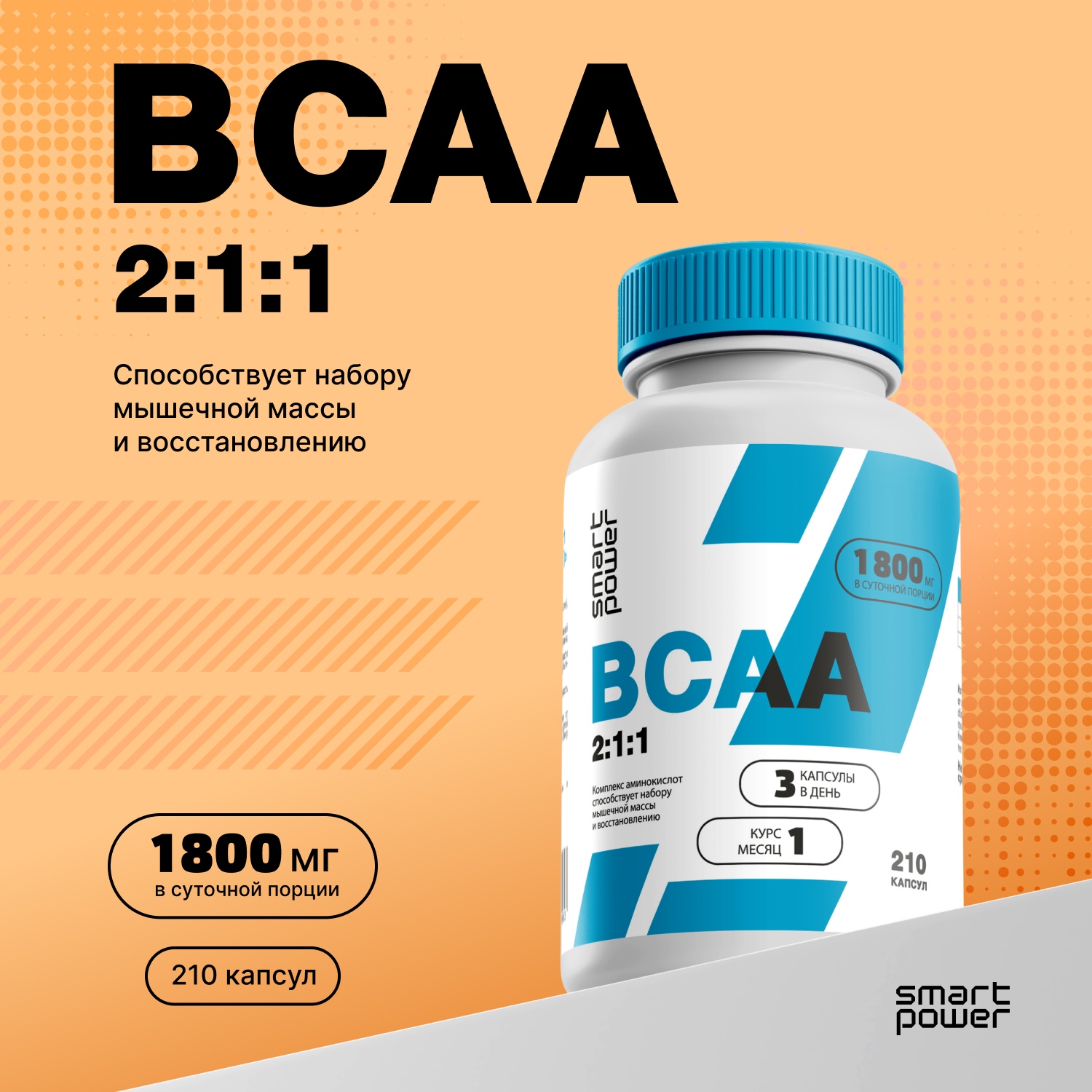 

Смарт Пауэр BCAA 2:1:1 капс. №210