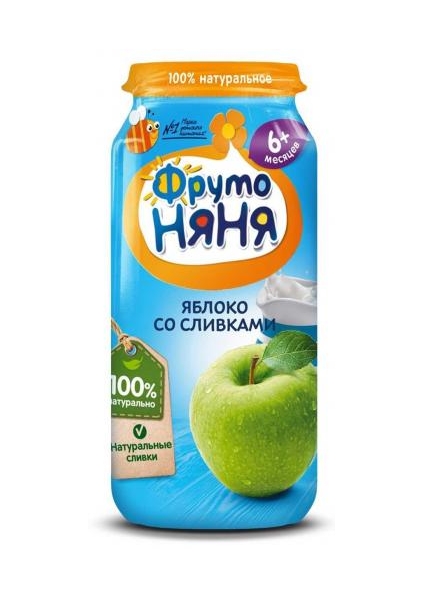 

ФрутоНяня пюре яблоко/сливки с сахаром 250г