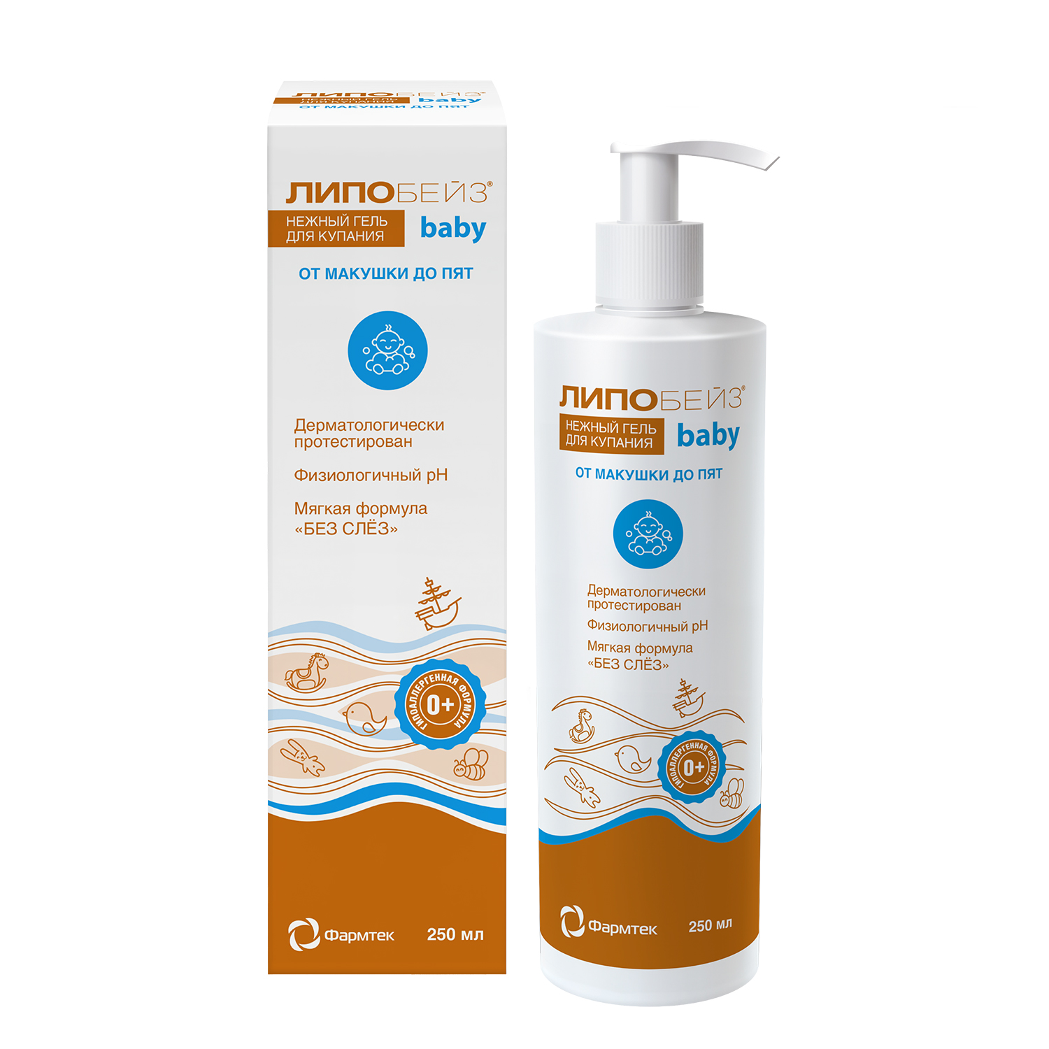 Липобейз Беби нежный гель для купания от макушки до пят фл. 250мл