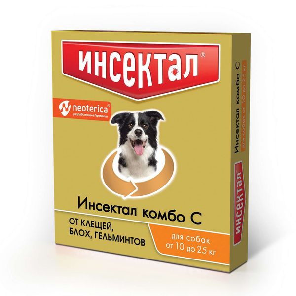 

Инсектал комбо С раствор для собак от 10 до 25кг тюбик-пипетка 107,5мг 26,9мг 2,5мл