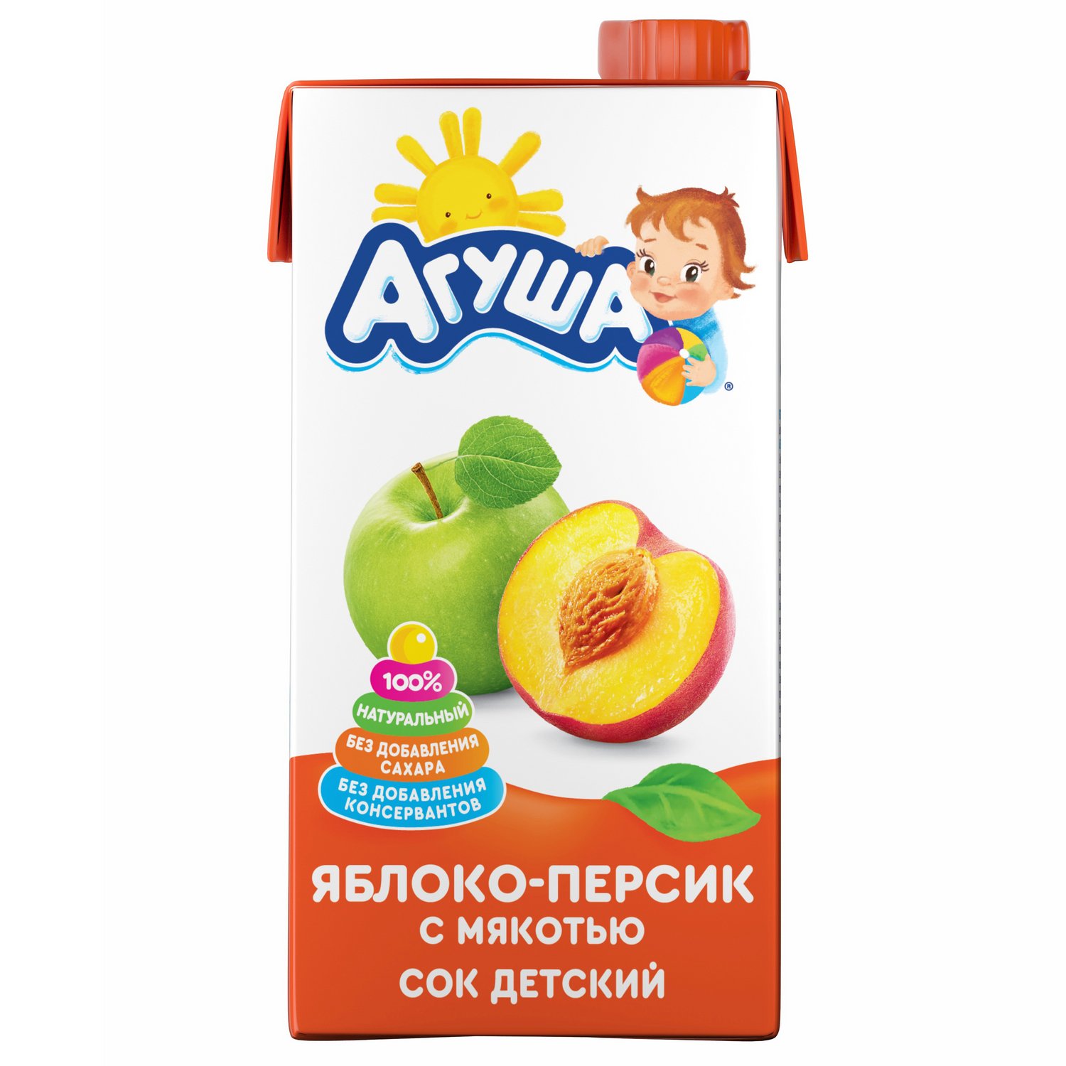 Агуша сок яблоко/персик с мякотью 500мл