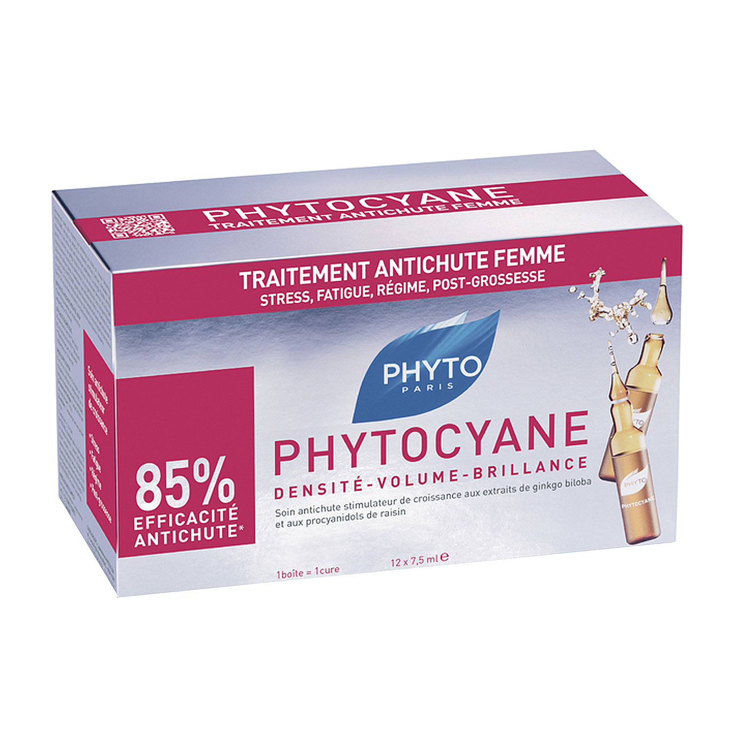 phyto набор фитоциан для прогрессирующего выпадения волос жен 2 элемента Фитосольба Фитоциан амп. против выпадения волос для женщин 7,5млх12