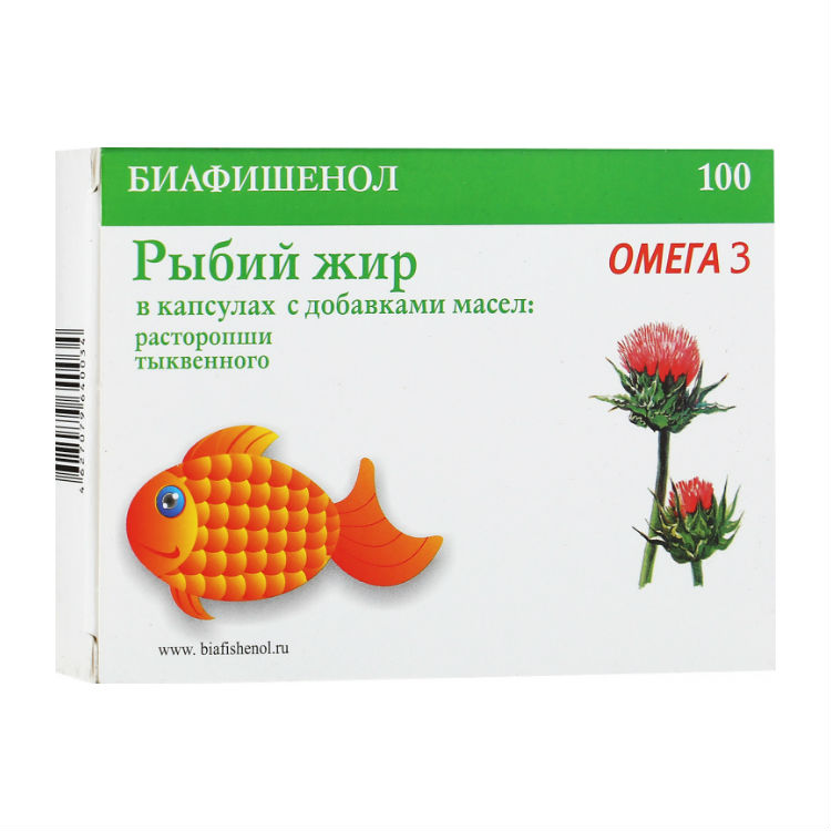 

Рыбий жир Биафишенол расторопша/масло тыквы капс. №100