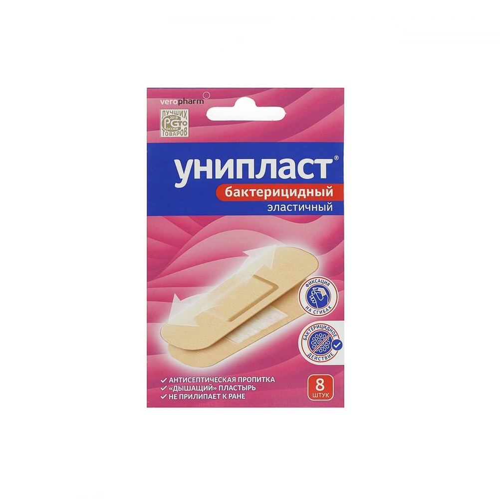 

Унипласт пластырь бактерицидный эластичный 1,9х7,2см №8