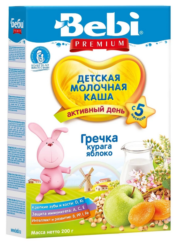 

Беби каша молочная Премиум гречка/курага/яблоко от 5мес. 200г