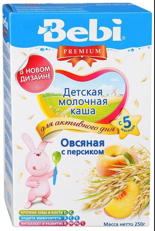 

Беби каша молочная Премиум овсянка/персик от 5мес. 250г 02112