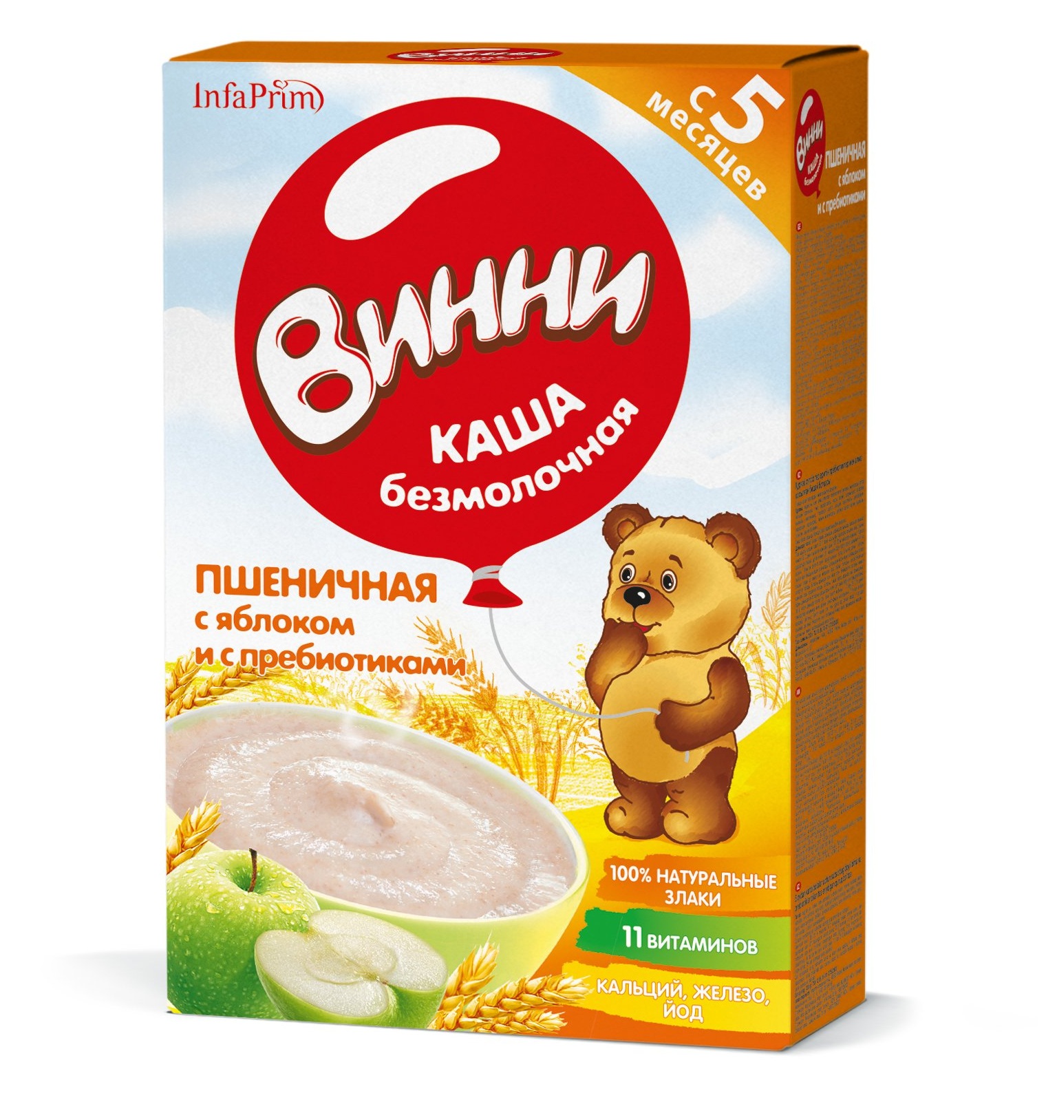 

Винни каша безмолочная пшеница/яблоко/пребиотики от 5мес. 220г