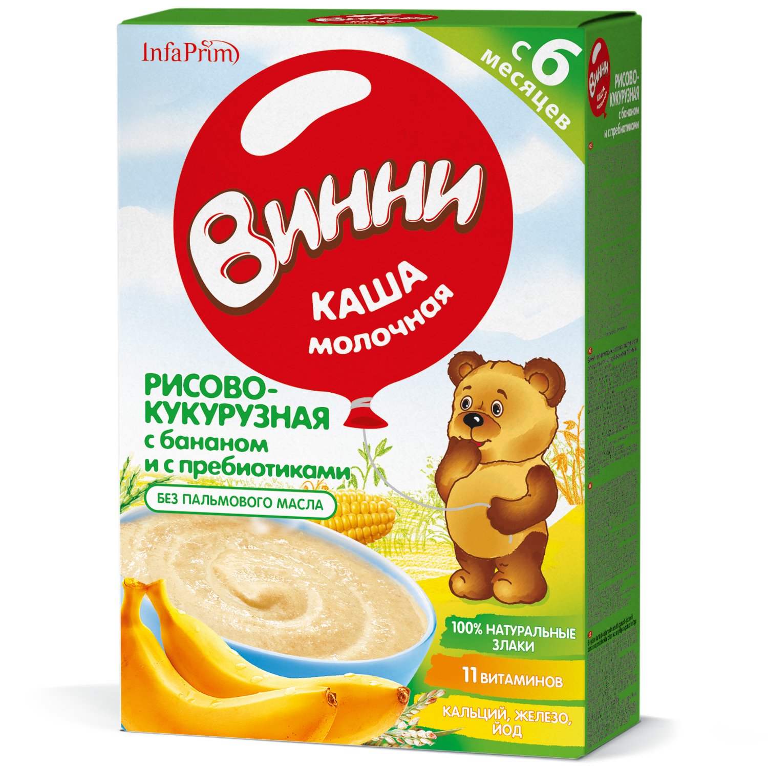 

Винни каша молочная кукуруза/рис/банан от 6мес. 220г