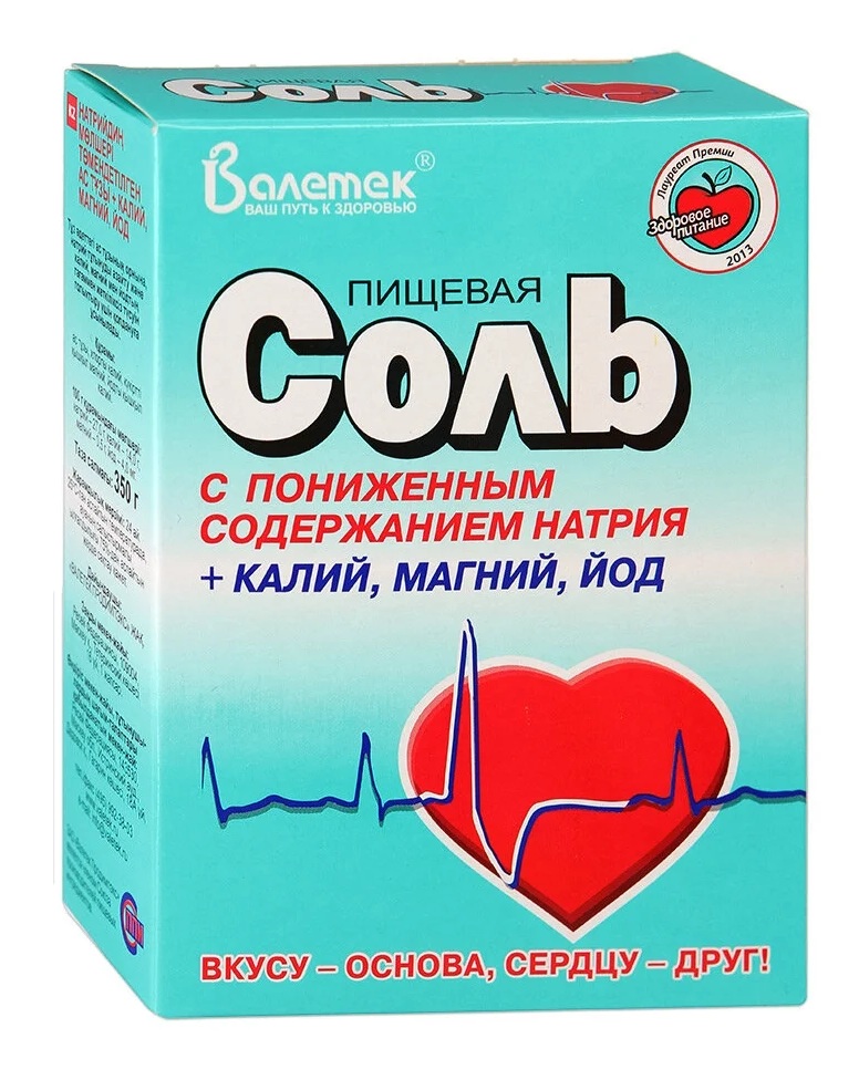 

Соль пищевая профилактическая пониженное содержание Nа 350г