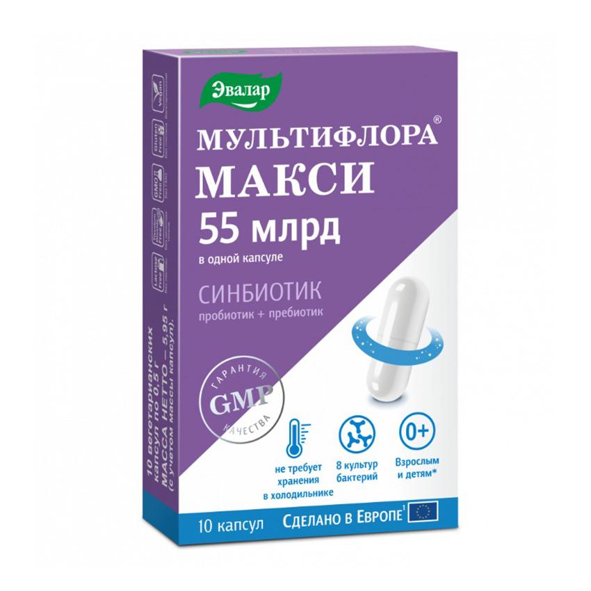 

Эвалар мультифлора макси капс. массой 0,5г №10