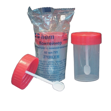 

Контейнер д/сбора биопроб 60мл+ложка-шпатель