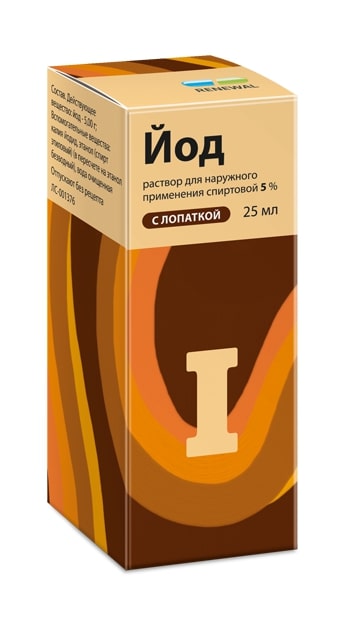 

Йод р-р спиртовой 5% с лопаткой 25мл