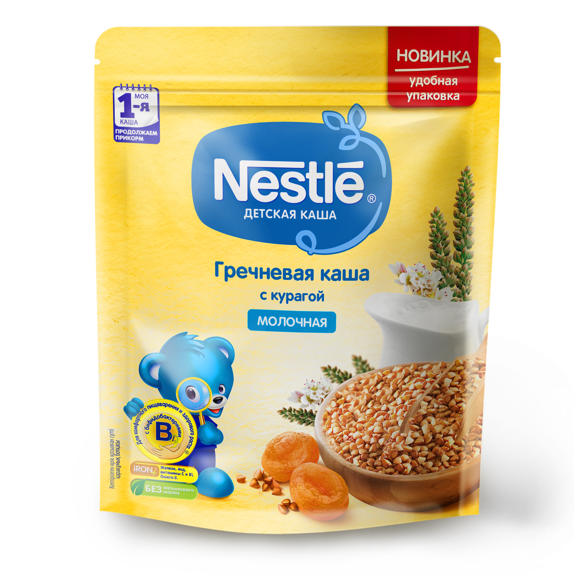 

Нестле каша молочная гречка/курага 250г/220г Дойпак