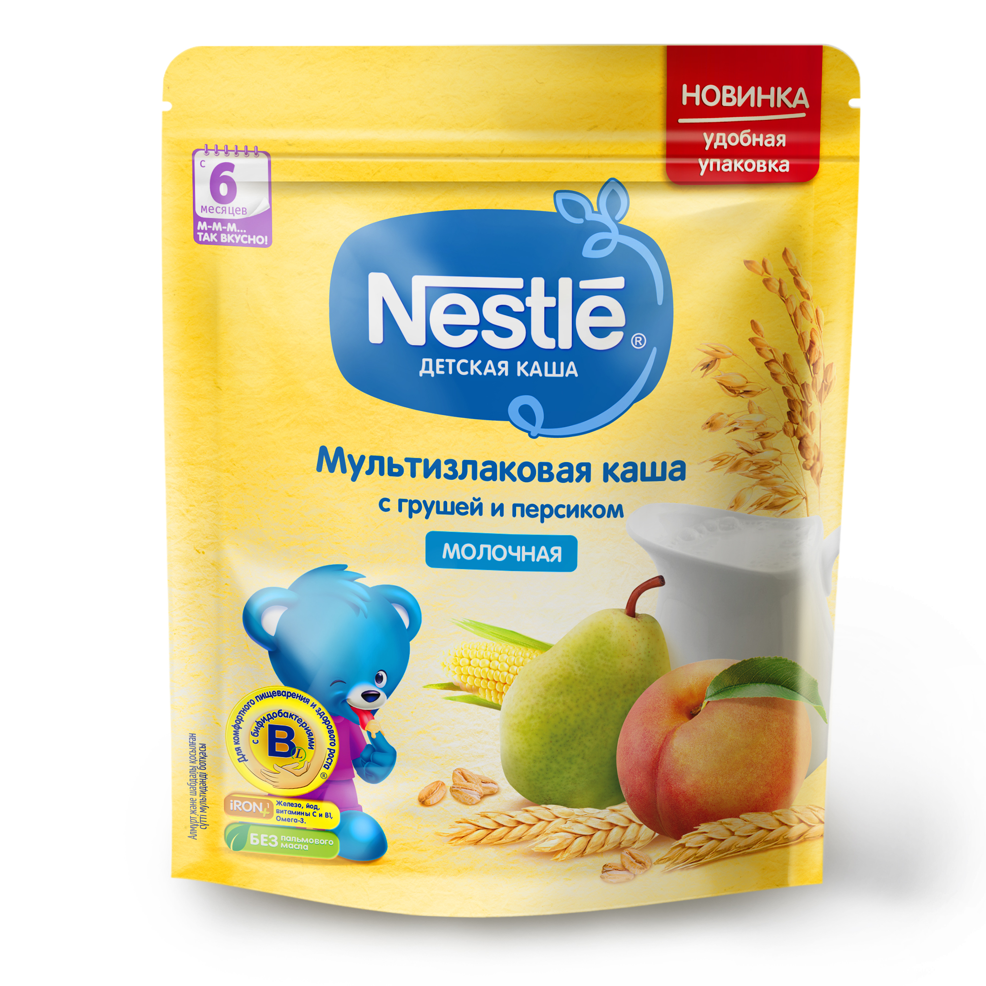 

Нестле каша сухая молочная мультизлаковая груша/персик/бифидумбактерии 220г Дойпак