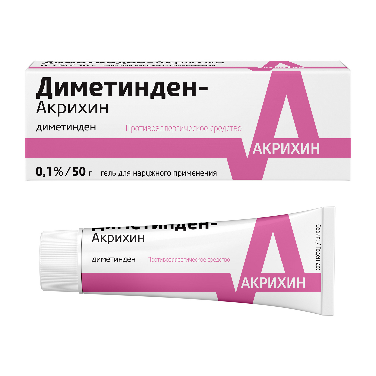 Диметинден-Акрихин гель д/нар. прим. 0.1% туба 50г №1