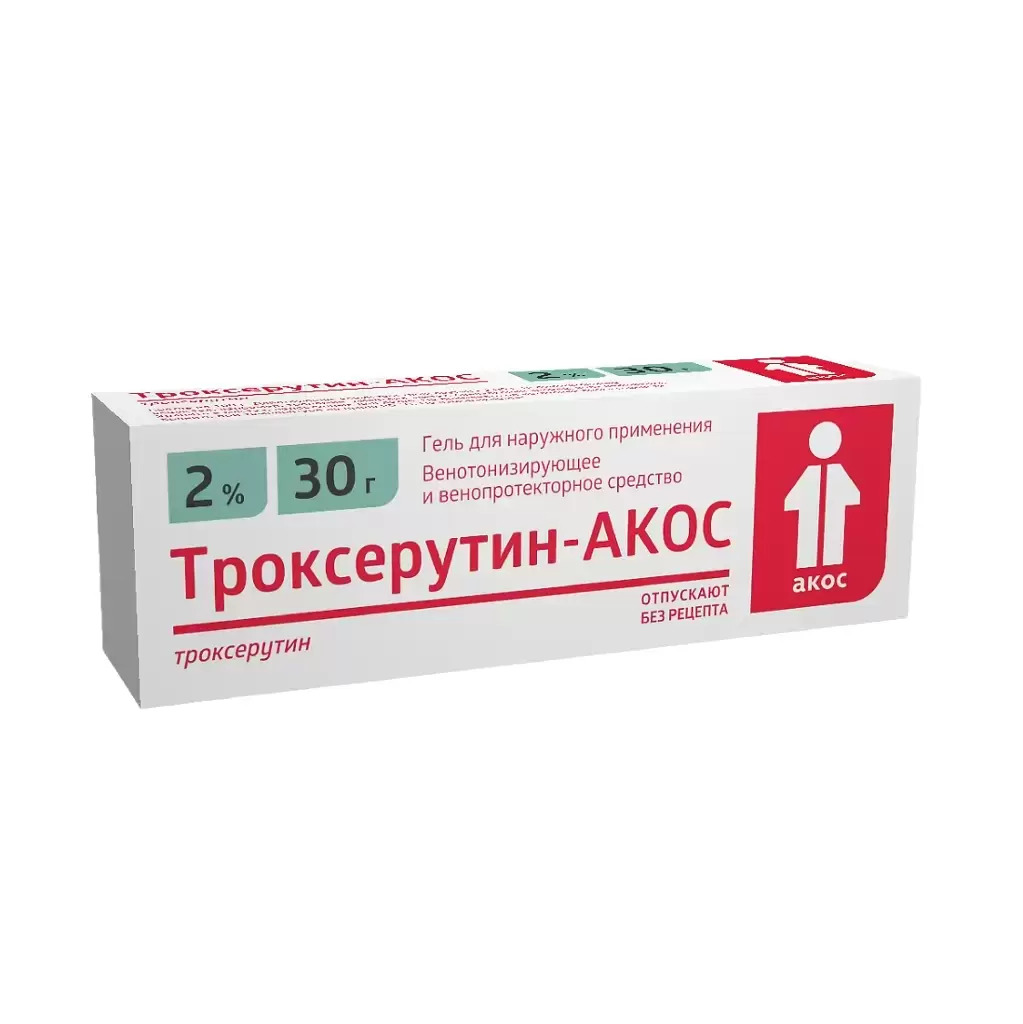 Троксерутин-АКОС гель д наруж.прим. 2% 30г