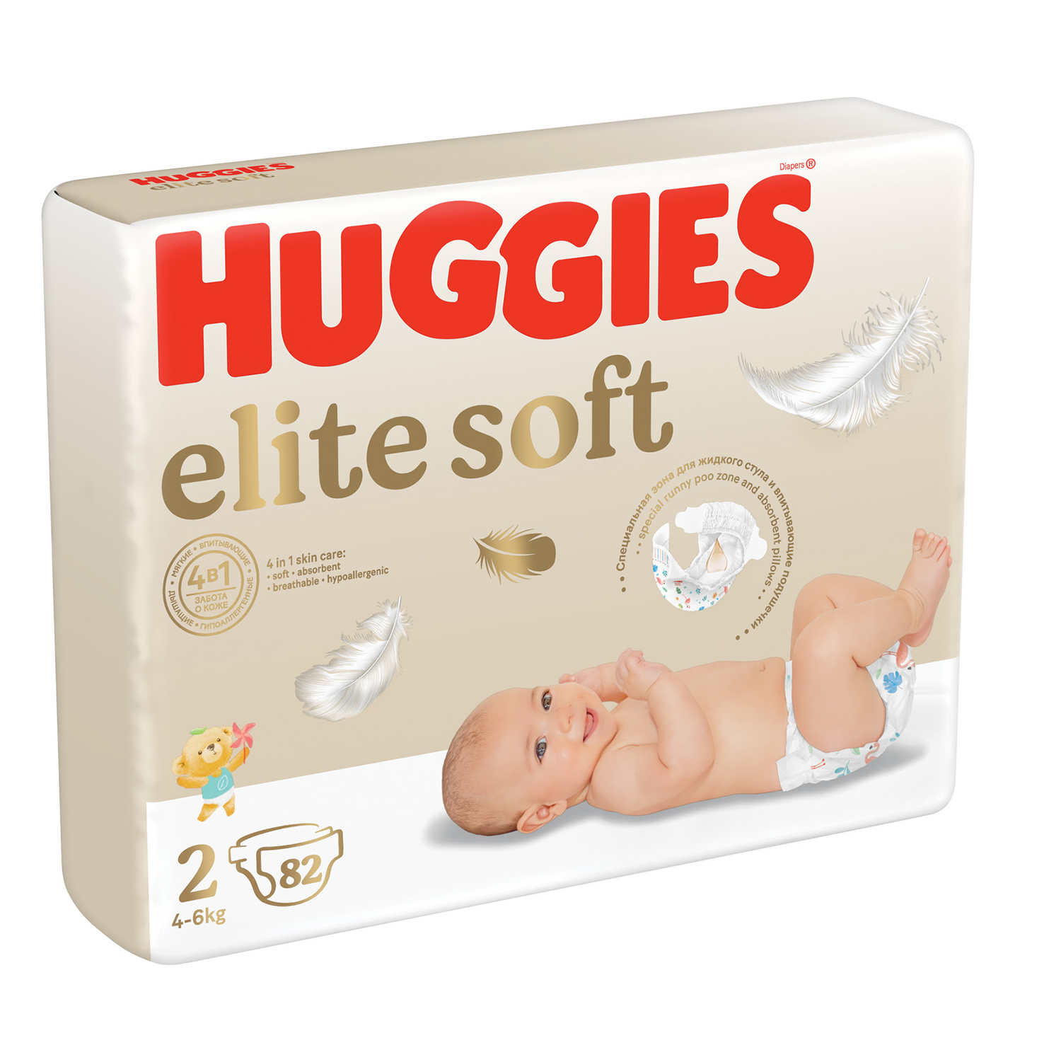 

Хаггис подгузники детские одноразовые Элит Софт 2 4-6кг № 82