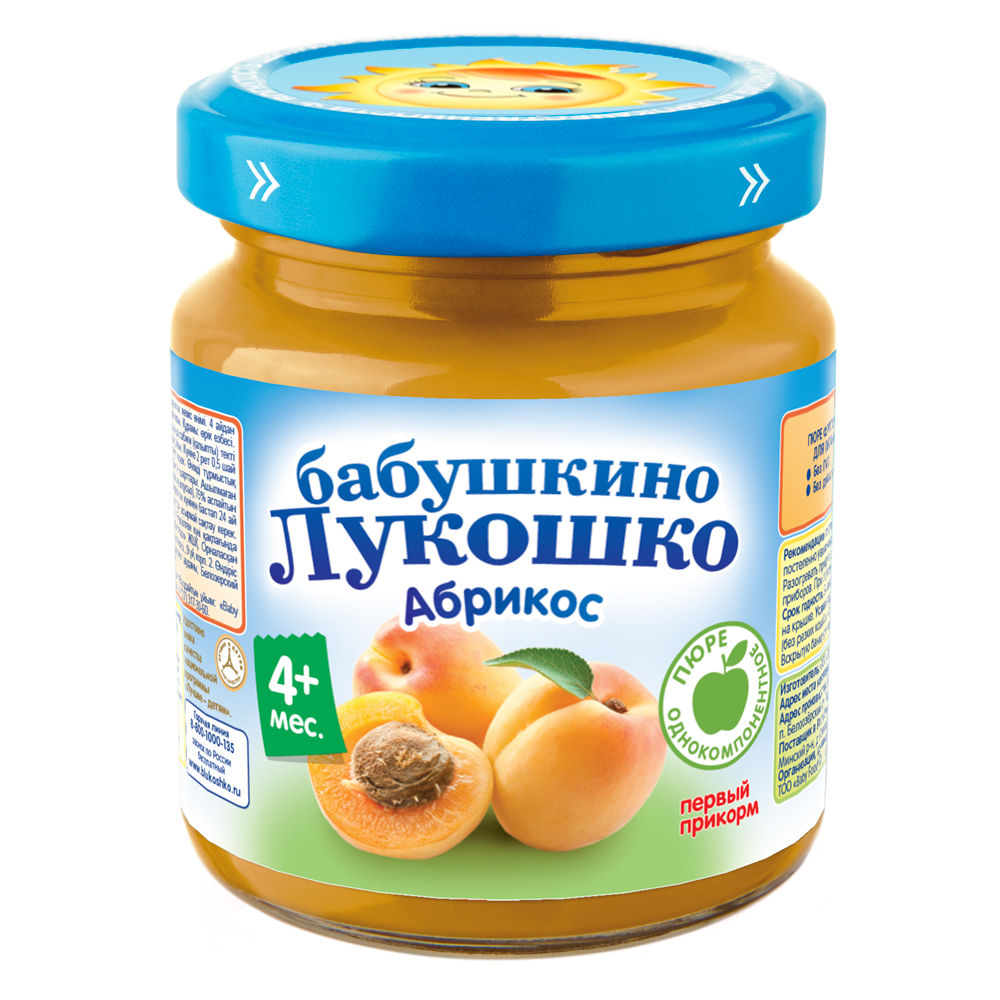 

Бабушкино Лукошко пюре яблоко/абрикос от 4мес. 100г