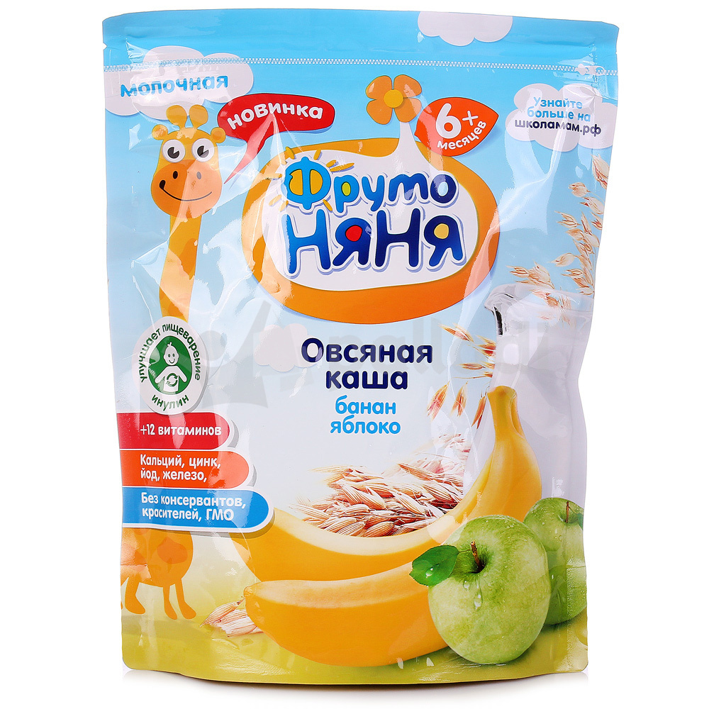 ФрутоНяня каша молочная овсянка/банан/пребиотики 200г