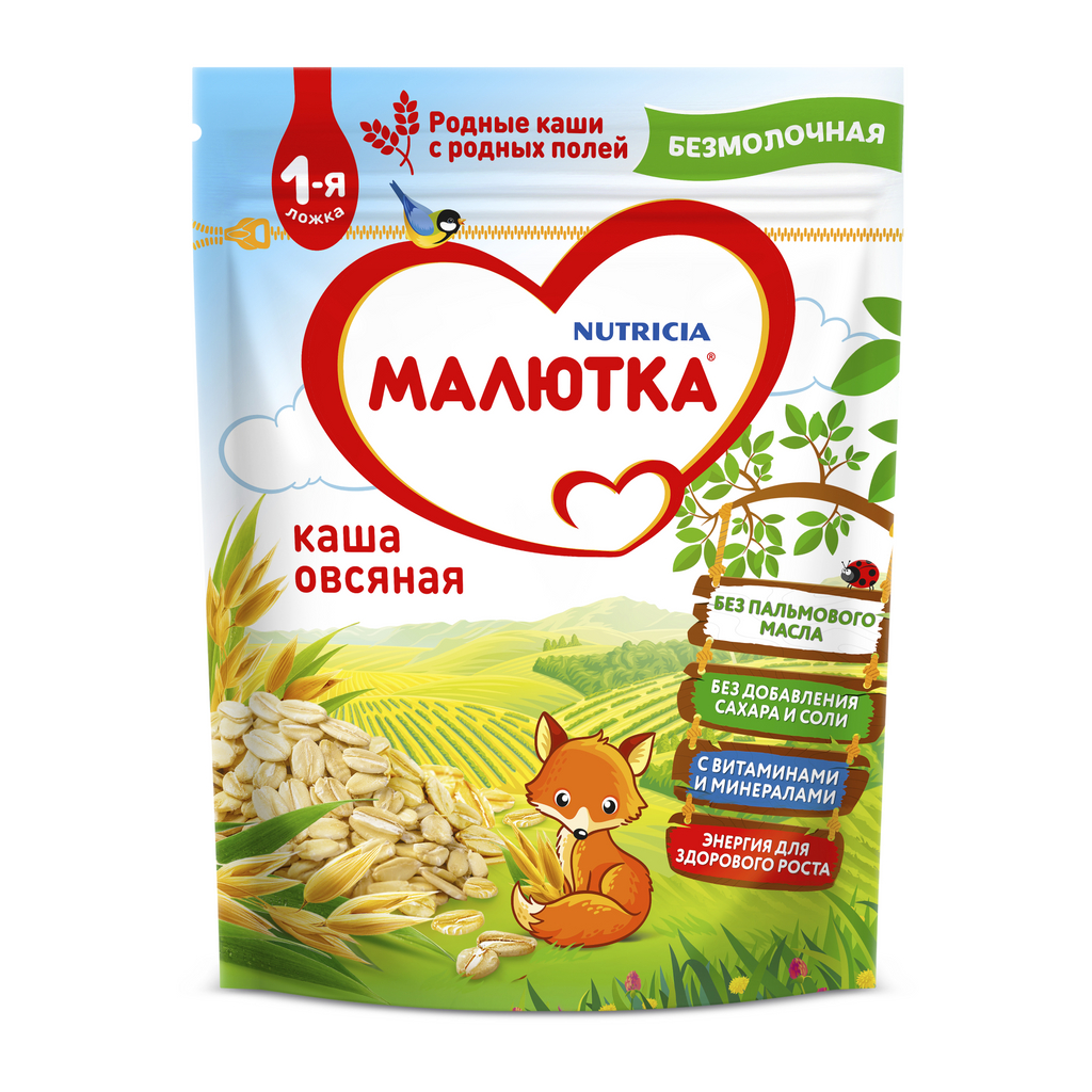 

Малютка каша безмолочная овсянка/пшеница/яблоко от 6мес. 200г