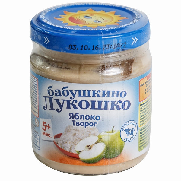 

Бабушкино Лукошко пюре яблоко/творог 100г