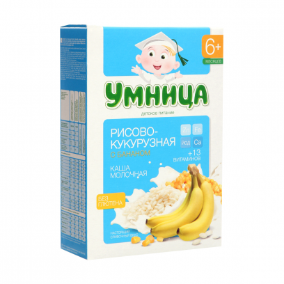 

Умница каша молочная рис/кукуруза/банан 250г