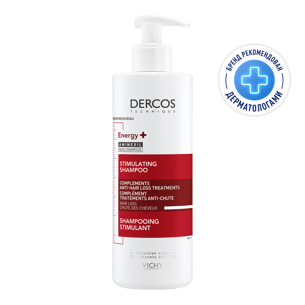 

Виши Деркос Аминексил Энерджи+ Тонизирующий шампунь против выпадения, алопеции и истончения волос 400мл