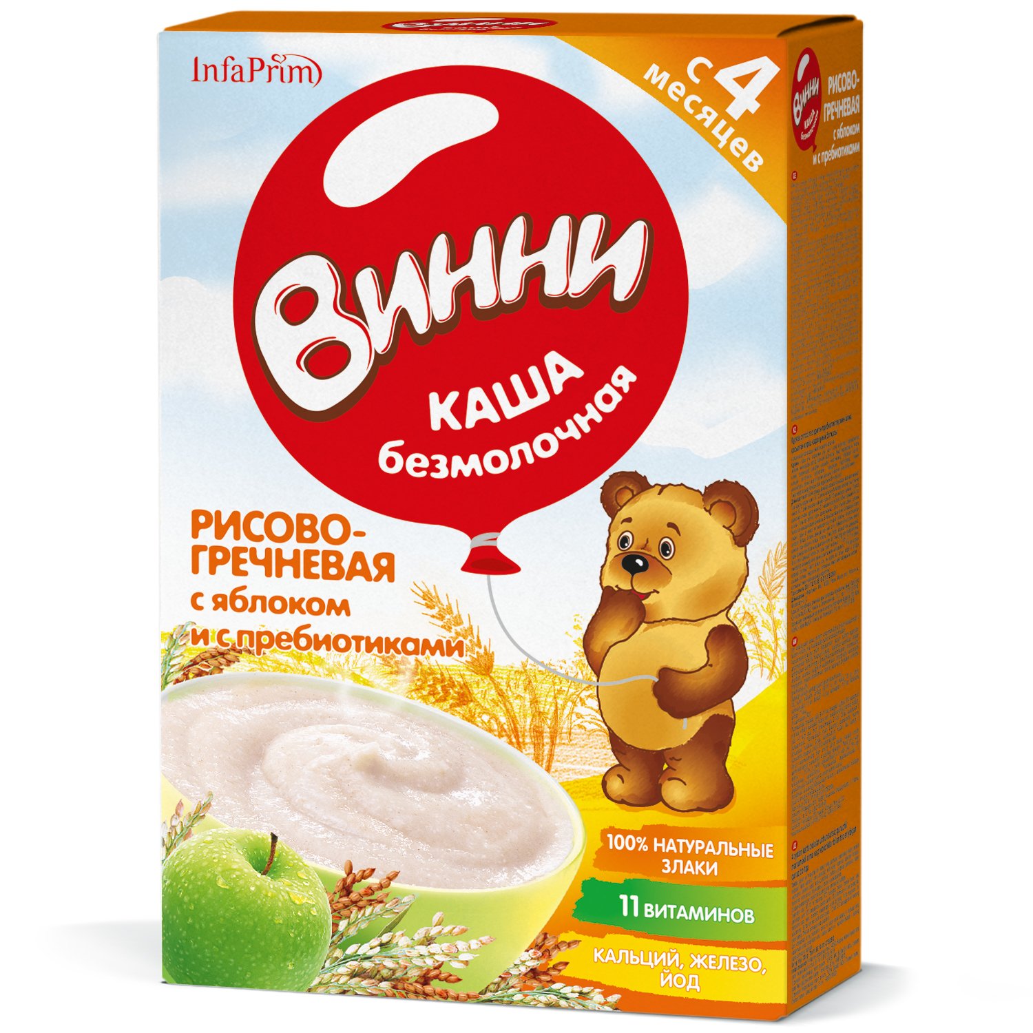 

Винни каша безмолочная гречка/рис/яблоко 220г