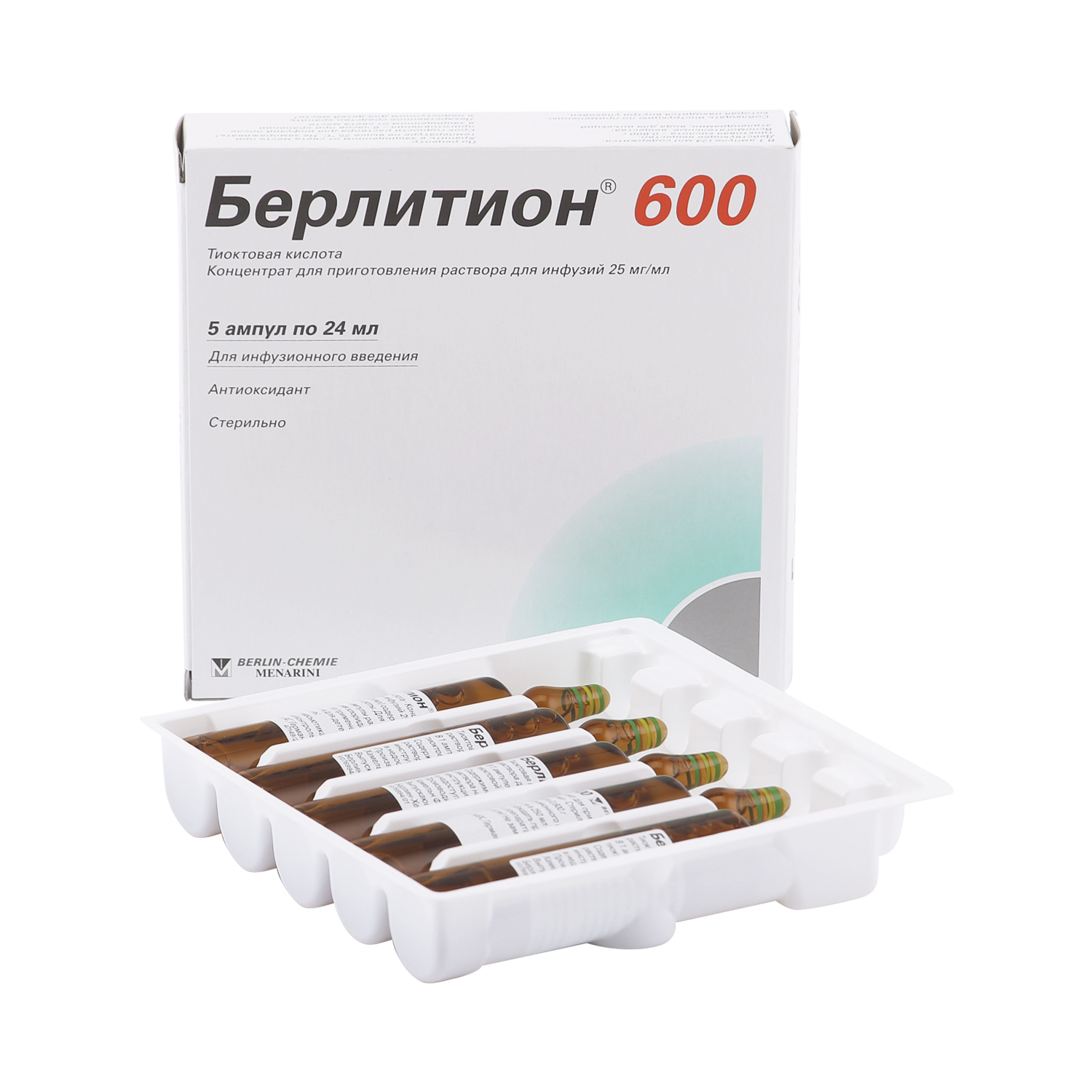 Берлитион 600 конц. для р-ра для инф. 25мг/мл 24мл №5