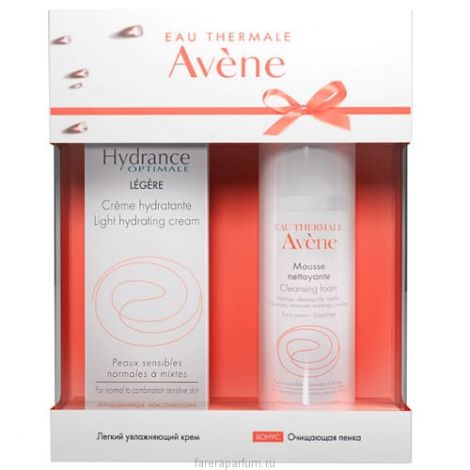Авен набор Гидранс Оптималь Лежер крем для лица увлажняющий 40мл+Пенка очищающая 50мл №2
