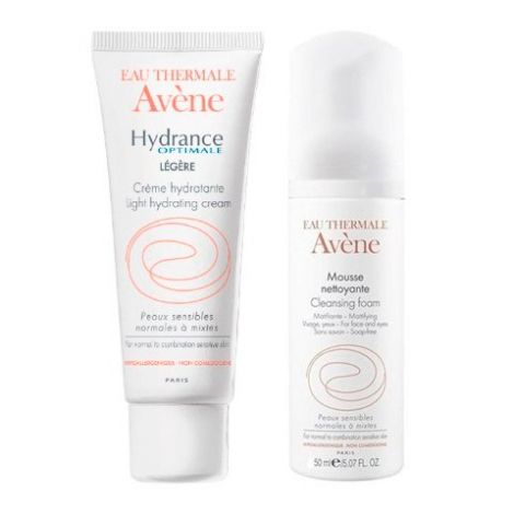 Авен набор Гидранс Оптималь Лежер крем для лица увлажняющий 40мл+Пенка очищающая 50мл