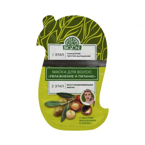 Биозон маска для волос увлажнение и питание масла макадамии/оливы 24гр
