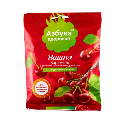 Азбука Здоровья леденцы без сахара с натуральным соком Вишня 50г