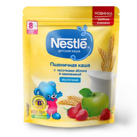 Нестле каша молочная пшеничная яблоко/земляника 220г