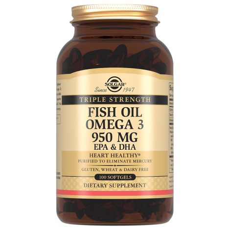 Солгар тройная Омега-3  ЭПК и ДГК капсулы 950мг №100